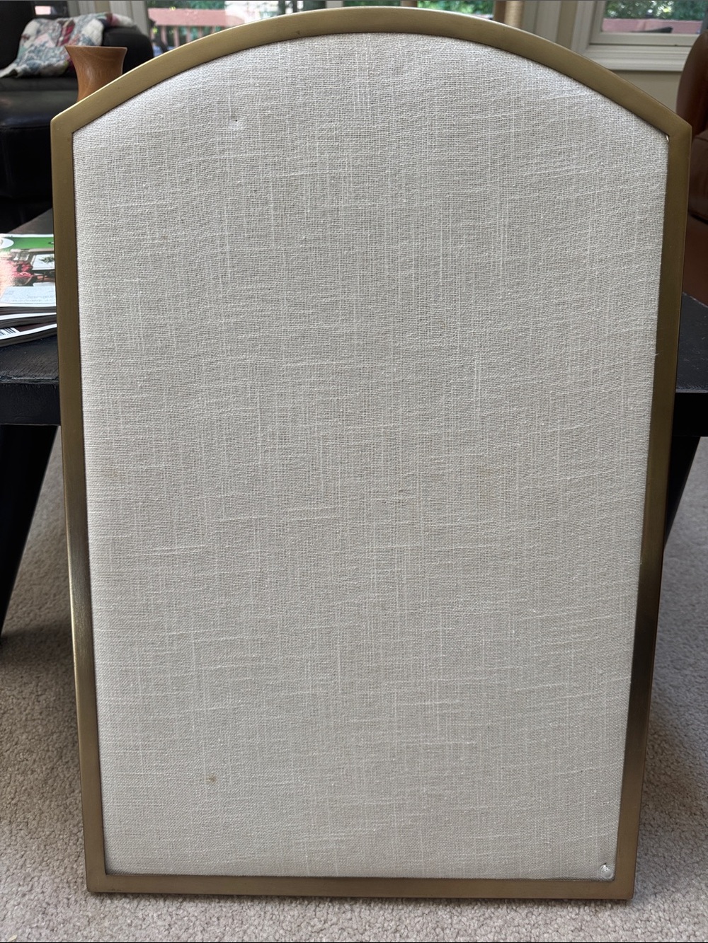 Hearth and Home Arched Linen cork Board with Brass Frame - Cream